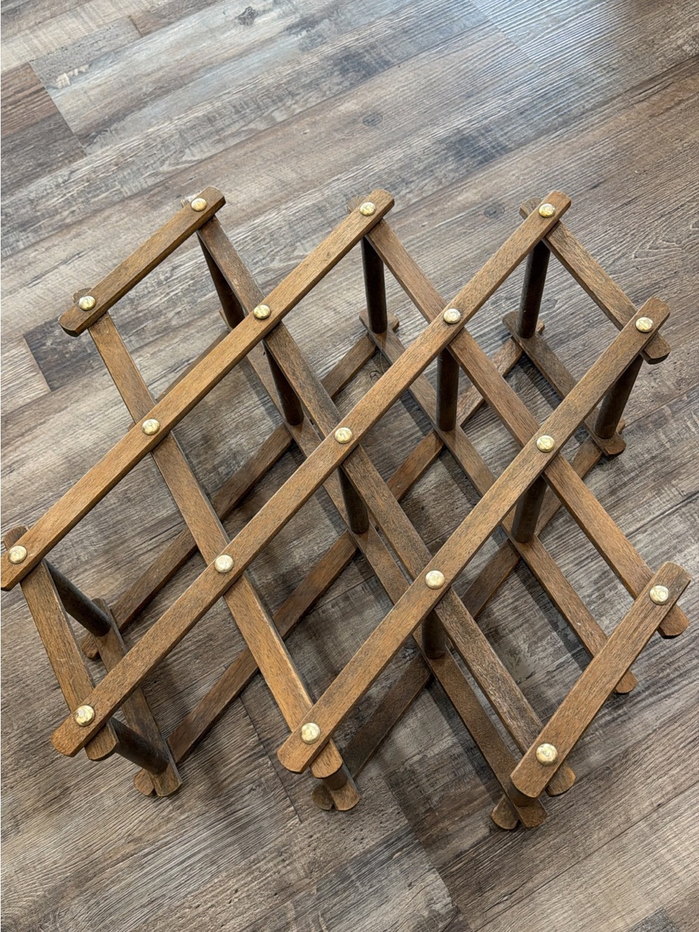 Wood Expandable Wine Rack - Brown Folding Bottle Storage